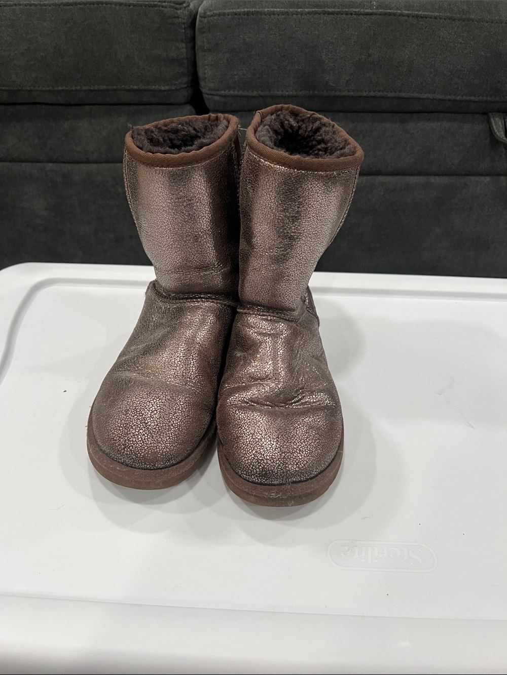 UGG Metallic Chocolate Brown Shearling Boots